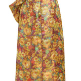 Shirley Golden Metallic Floral Ruffle Midi Skirt