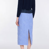 Romy Navy Floral Patch Cashmere Sweater