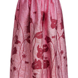 Cherie Metallic Pink Floral Ombre Full Midi Skirt