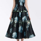 Lola Metallic Watercolor Floral Brocade Top