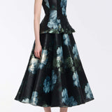 Lola Metallic Watercolor Floral Brocade Top