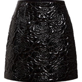 Linette Black Rose Quilted Patent Mini Skirt