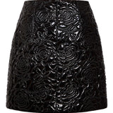 Linette Black Rose Quilted Patent Mini Skirt