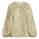 Lea Green Floral Printed Twill Blouse