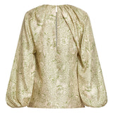 Lea Green Floral Printed Twill Blouse