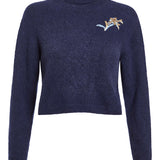 Romy Navy Floral Patch Cashmere Sweater
