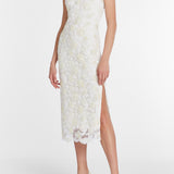 Bianca Beaded Lace Shift Dress With Side Slit