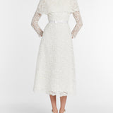 Vera White Lace Capelet Dress With Scalloped Hem