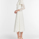 Vera White Lace Capelet Dress With Scalloped Hem