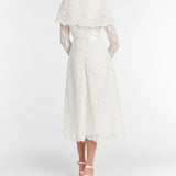 Vera White Lace Capelet Dress With Scalloped Hem