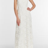 Sophia White Lace Halter Gown