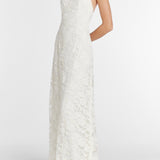 Sophia White Lace Halter Gown