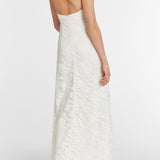 Sophia White Lace Halter Gown