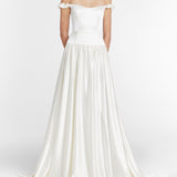 Wren White Satin Off-The-Shoulder Gown