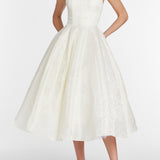 Fiorela White Floral Jacquard Strapless Midi Dress