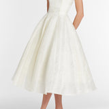 Fiorela White Floral Jacquard Strapless Midi Dress