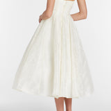 Fiorela White Floral Jacquard Strapless Midi Dress