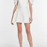 Maya White Silk Asymmetric Mini Dress