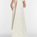 Audrey Puff Sleeve Fitted Midi Dress With Train