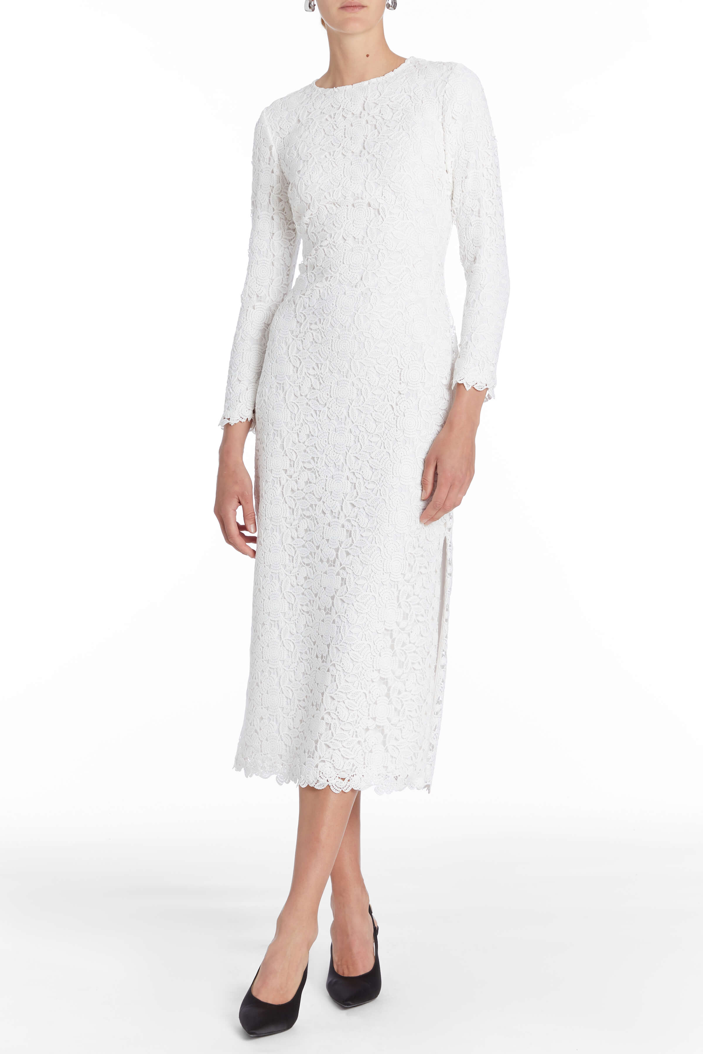 Arizona White Crochet Lace Midi Dress