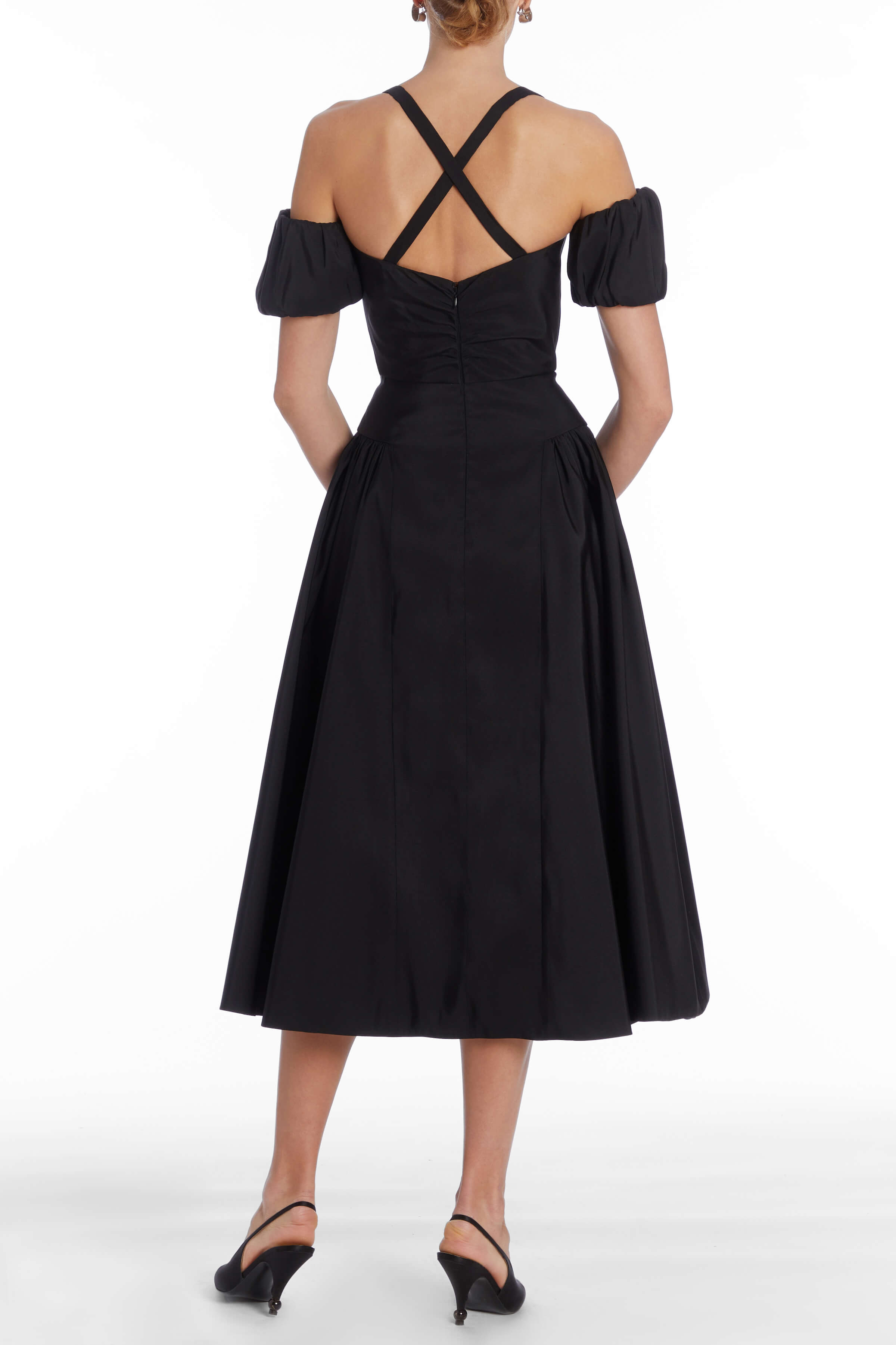 Jackie Black Off-the-Shoulder Midi Dress