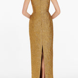 Yolanda Gold Brocade Column Gown