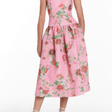 Giorgia Pink Floral Ikat Midi Dress