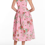 Giorgia Pink Floral Ikat Midi Dress