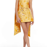 Gita Gold Floral Brocade Mini Dress
