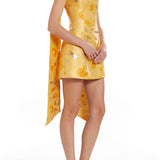 Gita Gold Floral Brocade Mini Dress