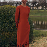 Arizona Perforated Hem Satin Dress