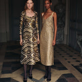 Constance Metallic Jacquard Midi Dress