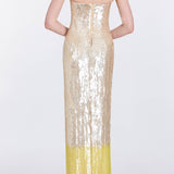 Esperanza Saffron Sequin Strapless Gown