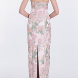 Odessa Light Pink Brocade Column Gown