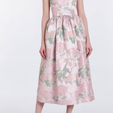 Apple Light Pink Brocade Corset Midi