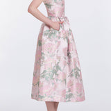 Apple Light Pink Brocade Corset Midi
