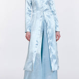 Heidi Ice Blue Hammered Satin Pull On Pant