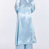 Heidi Ice Blue Hammered Satin Pull On Pant