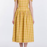 Giorgia Saffron Plaid Midi Dress