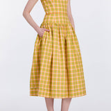 Giorgia Saffron Plaid Midi Dress