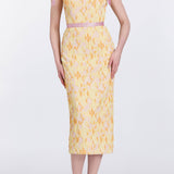 Acacia Belted Daisy Brocade Corset Dress