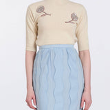 Posy Off White Sweater With Floral Beaded Patches