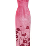 Solange Metallic Pink Floral Ombre Gown