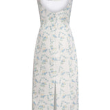 Numa White Floral Ikat Corset Midi Dress
