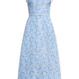 Serafina Blue Floral Ikat Midi Dress