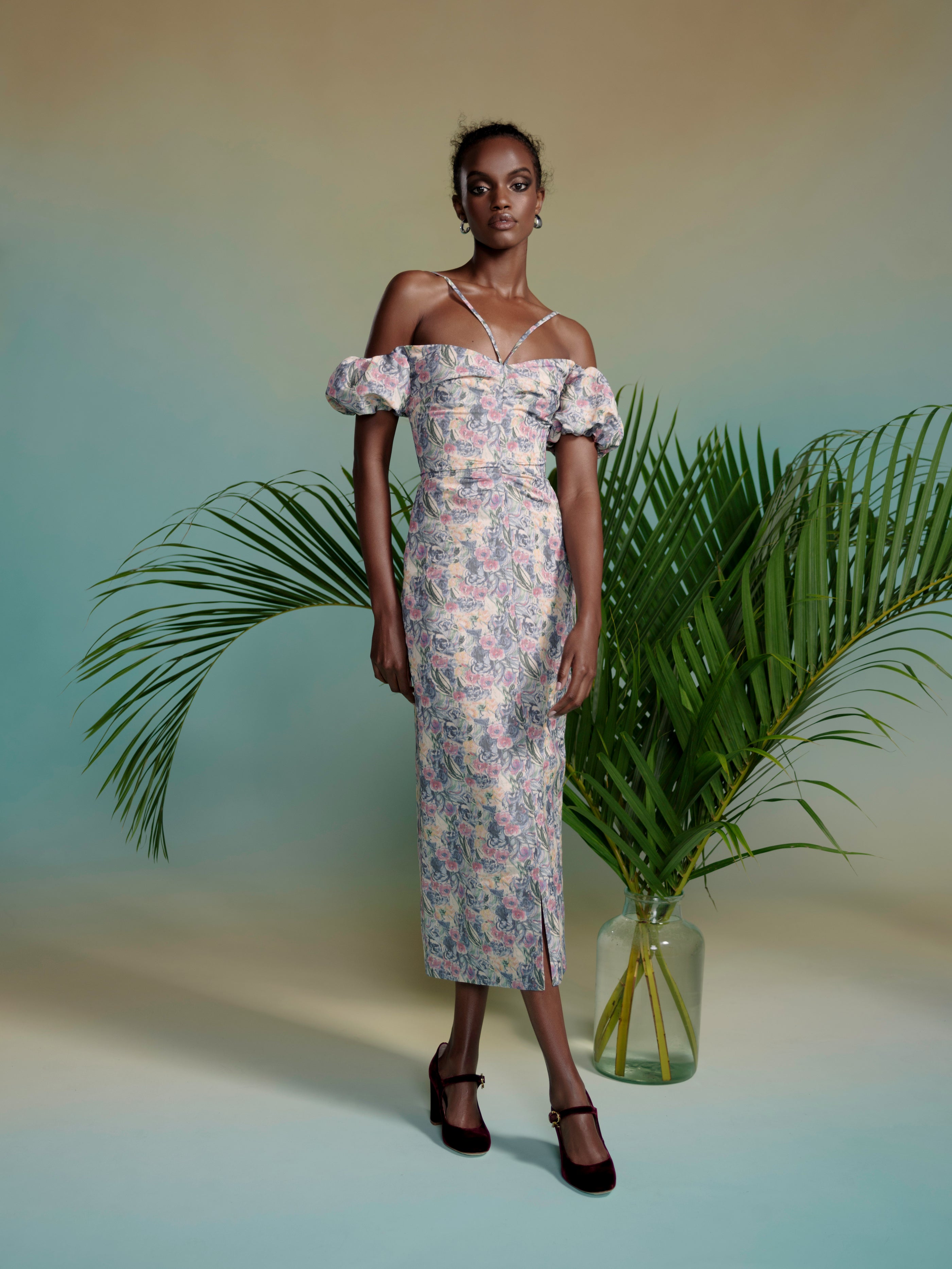Palma Floral Off-The-Shoulder Ruched Dress