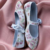 Larroudé x Markarian Verona Ballet Flat In Blue Floral Ikat