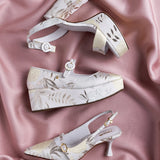 Larroudé x Markarian Ines Pump In Ivory Metallic Brocade