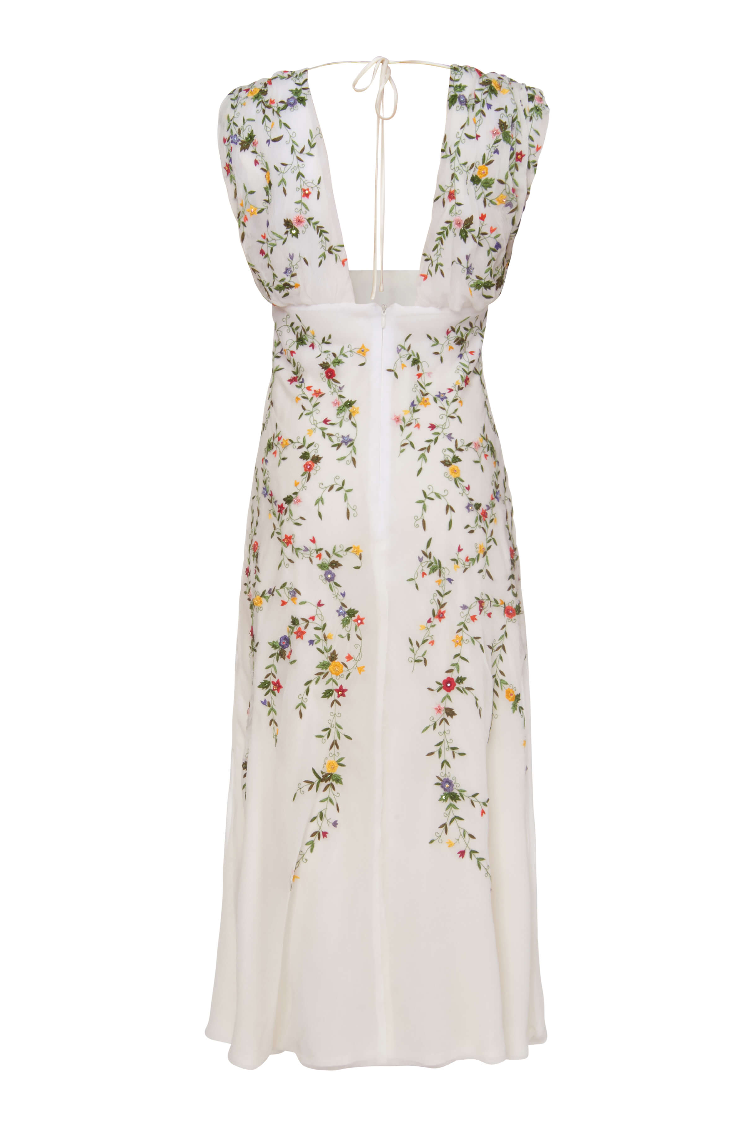 Primavera White Embroidered Midi Dress