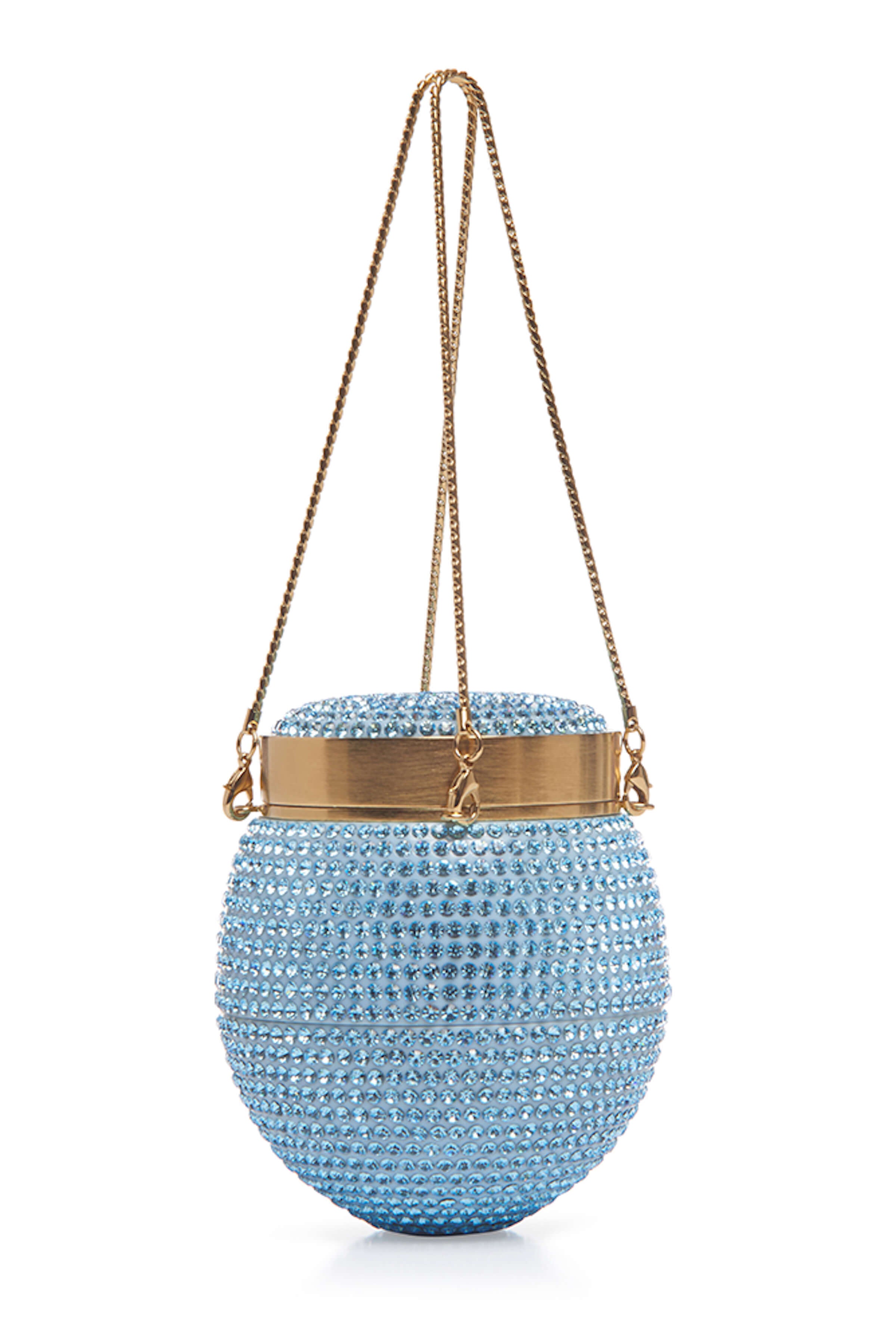 May Blue And Crystal Round Clutch